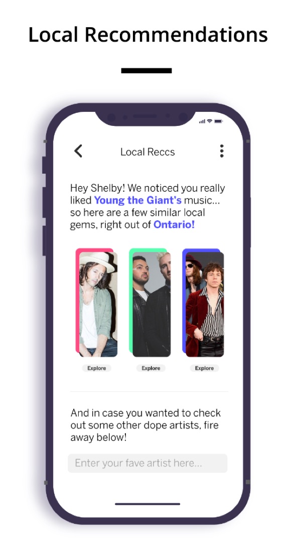 Musician follower app — local recommendations